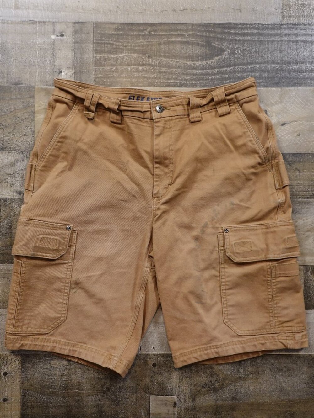 Duluth Trading DuluthFlex Fire Hose Cargo Shorts Men’s 36 Tan 12" Workwear FAIR